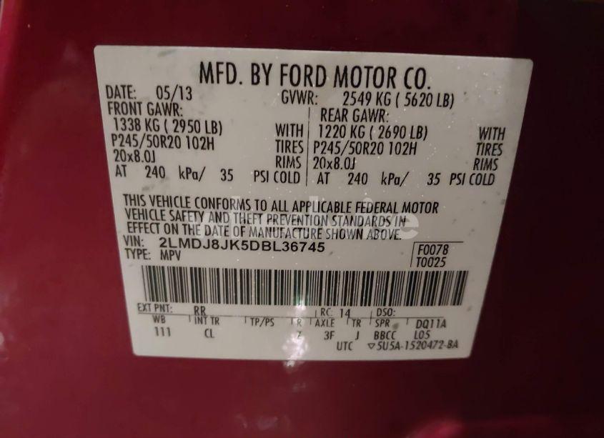 Photo 9 of 2013 Lincoln Mkx (VIN 2LMDJ8JK5DBL36745)