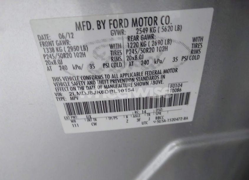 Photo 9 of 2013 Lincoln Mkx (VIN 2LMDJ8JK6DBL10154)