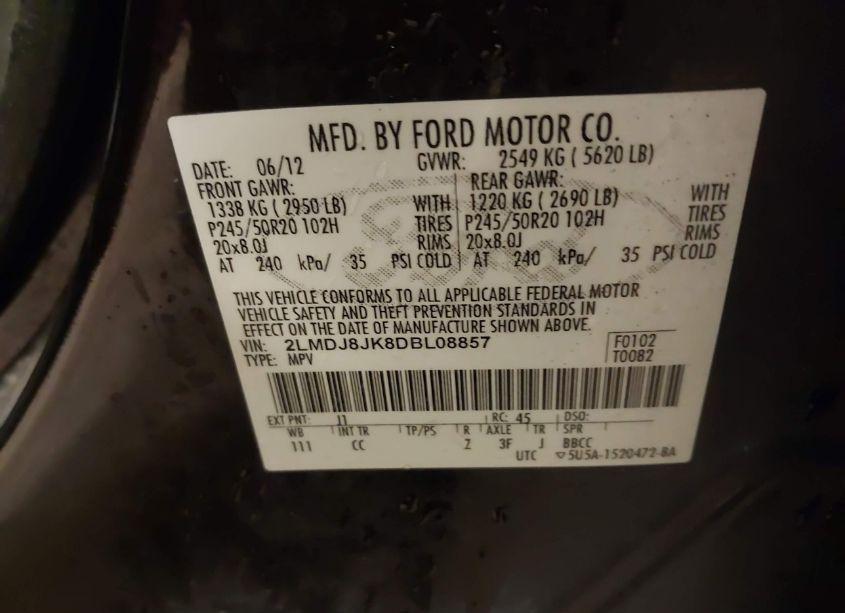 Photo 9 of 2013 Lincoln Mkx (VIN 2LMDJ8JK8DBL08857)