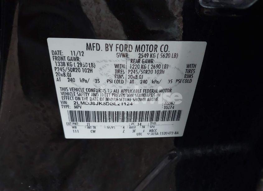 Photo 9 of 2013 Lincoln Mkx (VIN 2LMDJ8JK8DBL21124)