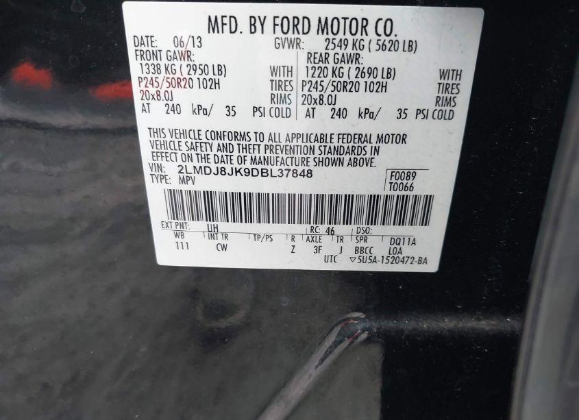 Photo 9 of 2013 Lincoln Mkx (VIN 2LMDJ8JK9DBL37848)