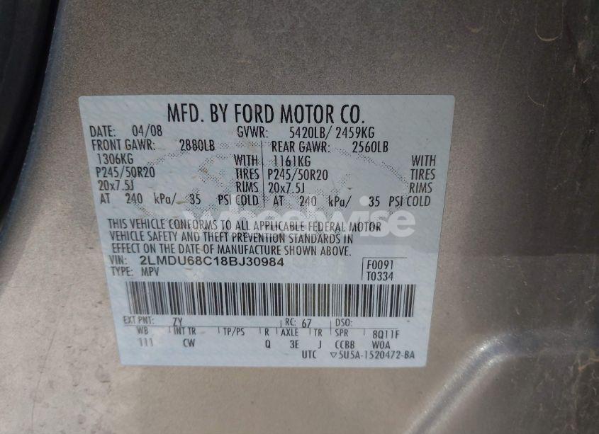 Photo 9 of 2008 Lincoln Mkx (VIN 2LMDU68C18BJ30984)