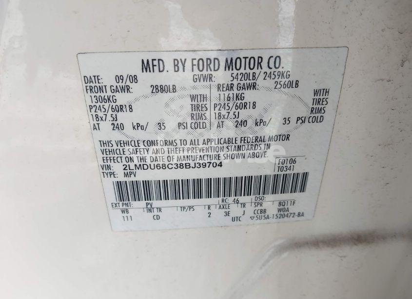 Photo 9 of 2008 Lincoln Mkx (VIN 2LMDU68C38BJ39704)