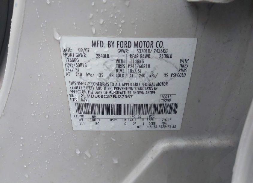 Photo 9 of 2007 Lincoln Mkx (VIN 2LMDU68C57BJ37967)