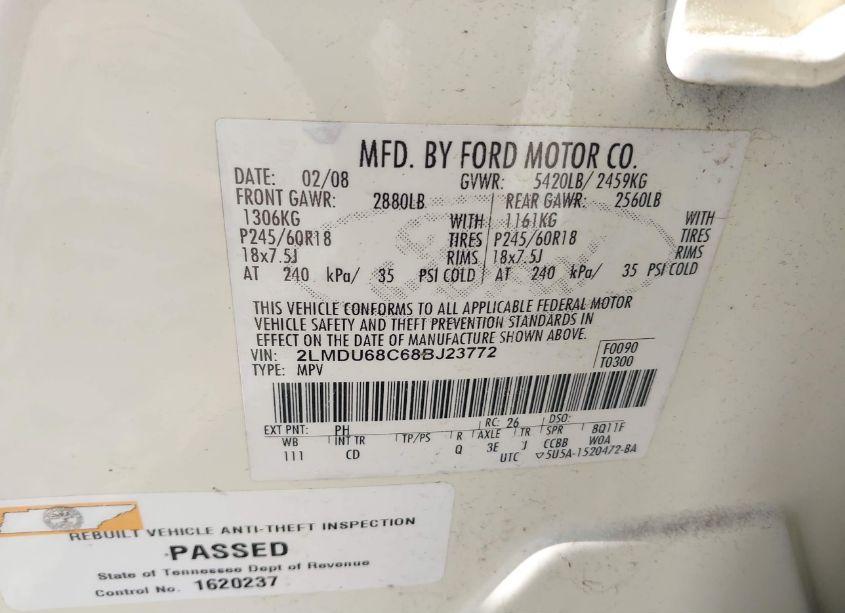 Photo 9 of 2008 Lincoln Mkx (VIN 2LMDU68C68BJ23772)