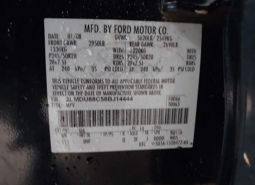 Photo 9 of 2008 Lincoln Mkx (VIN 2LMDU88C58BJ14444)