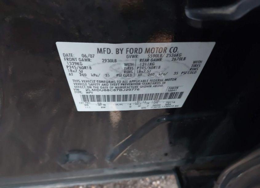 Photo 9 of 2007 Lincoln Mkx (VIN 2LMDU88C87BJ29776)