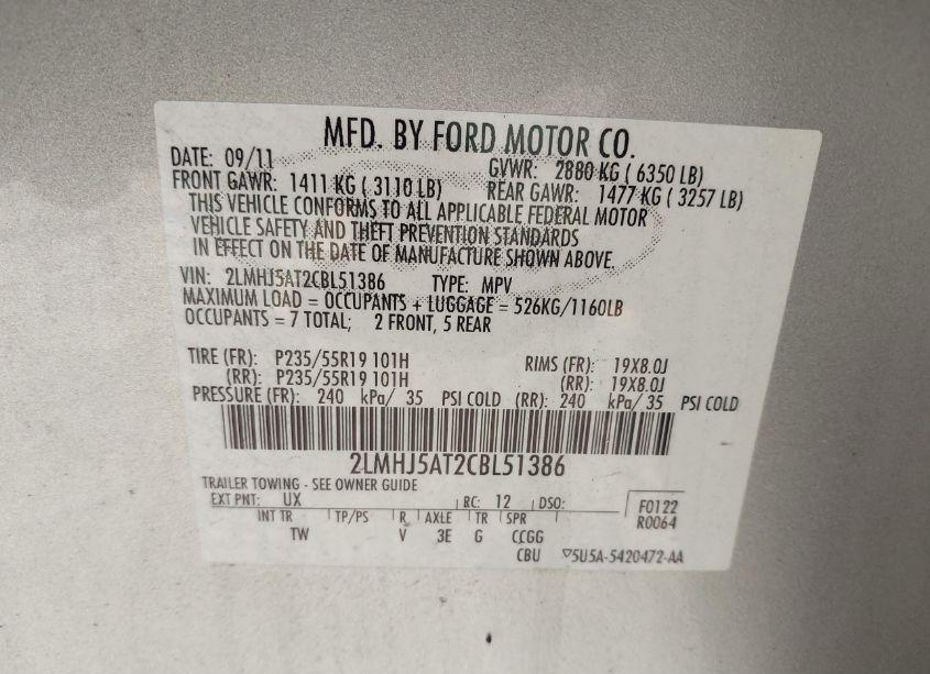 Photo 9 of 2012 Lincoln Mkt ECOBOOST (VIN 2LMHJ5AT2CBL51386)