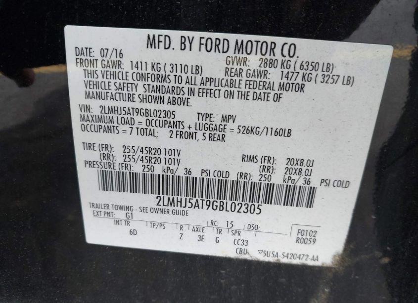 Photo 9 of 2016 Lincoln Mkt ECOBOOST (VIN 2LMHJ5AT9GBL02305)