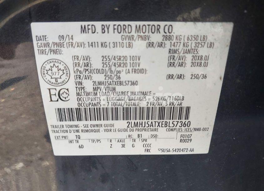 Photo 9 of 2014 Lincoln Mkt ECOBOOST (VIN 2LMHJ5ATXEBL57360)