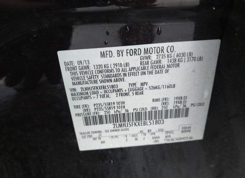 Photo 9 of 2014 Lincoln Mkt (VIN 2LMHJ5FKXEBL51803)