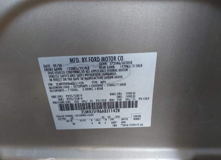 Photo 9 of 2010 Lincoln Mkt N/A (VIN 2LMHJ5FR6ABJ11428)