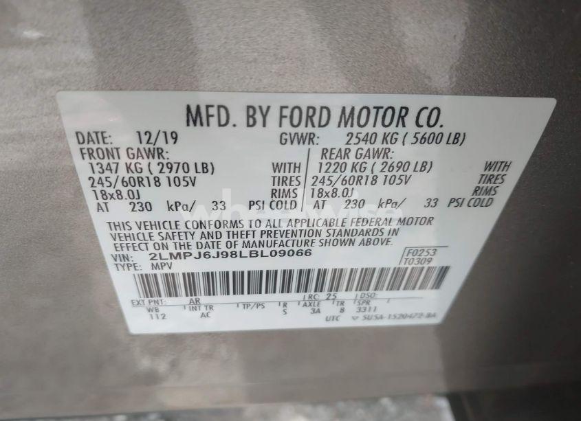 Photo 9 of 2020 Lincoln Nautilus STANDARD (VIN 2LMPJ6J98LBL09066)