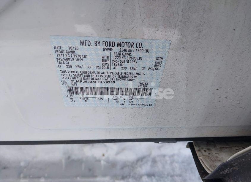 Photo 9 of 2020 Lincoln Nautilus STANDARD (VIN 2LMPJ6J9XLBL29285)