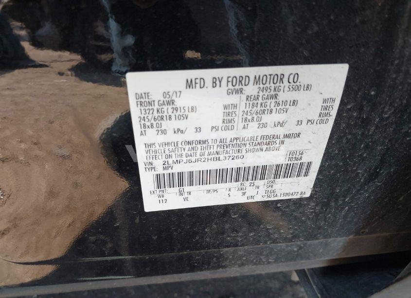 Photo 9 of 2017 Lincoln Mkx PREMIERE (VIN 2LMPJ6JR2HBL37260)