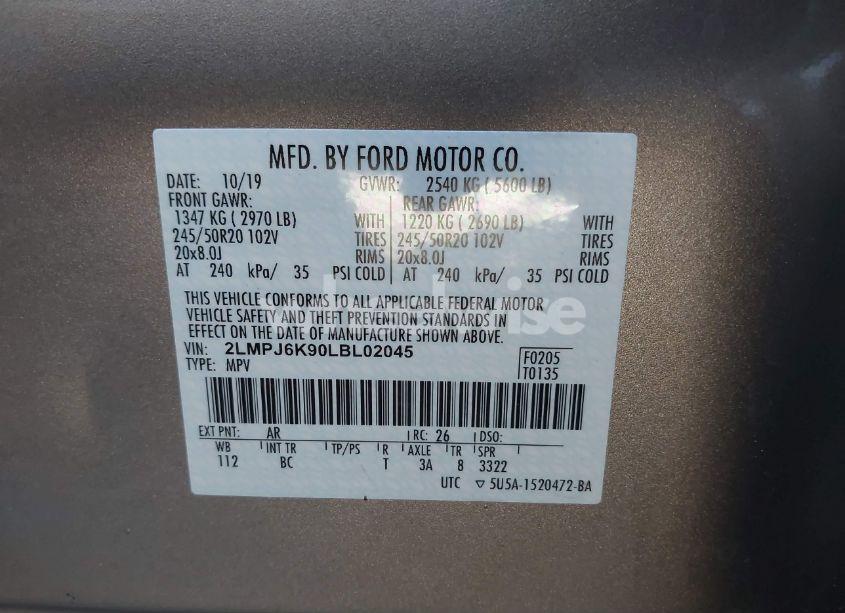 Photo 9 of 2020 Lincoln Nautilus RESERVE (VIN 2LMPJ6K90LBL02045)