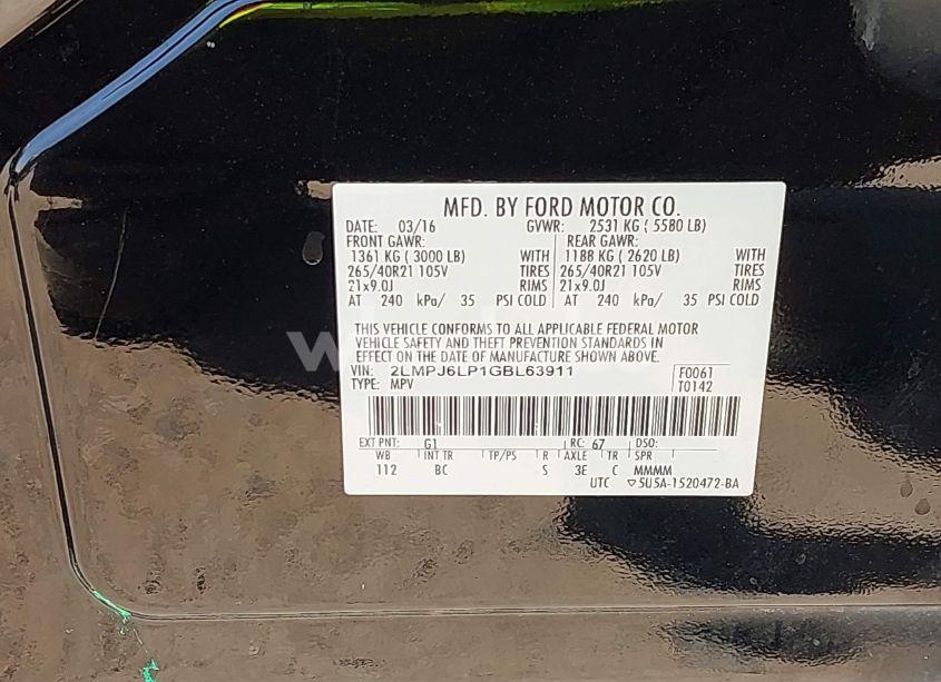 Photo 9 of 2016 Lincoln Mkx RESERVE (VIN 2LMPJ6LP1GBL63911)