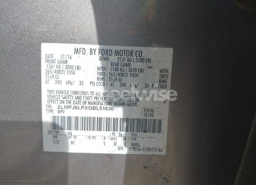 Photo 9 of 2016 Lincoln Mkx RESERVE (VIN 2LMPJ6LPXGBL51630)