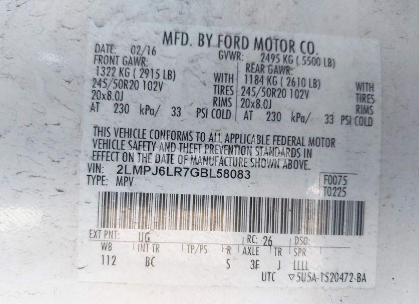 Photo 9 of 2016 Lincoln Mkx RESERVE (VIN 2LMPJ6LR7GBL58083)