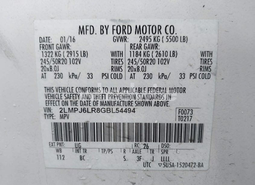 Photo 9 of 2016 Lincoln Mkx RESERVE (VIN 2LMPJ6LR8GBL54494)