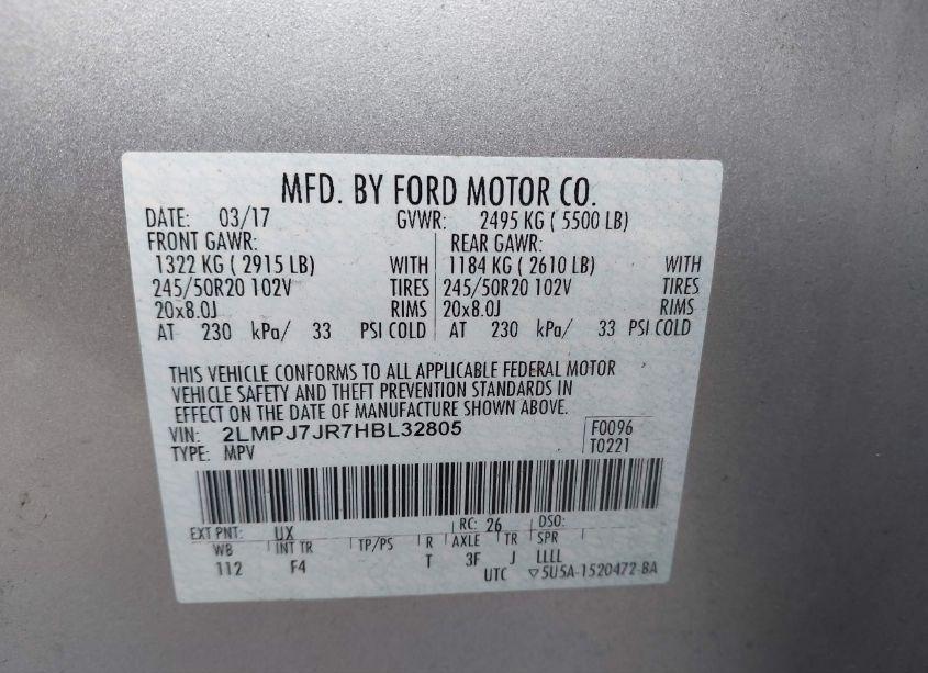 Photo 9 of 2017 Lincoln Mkx BLACK LABEL (VIN 2LMPJ7JR7HBL32805)