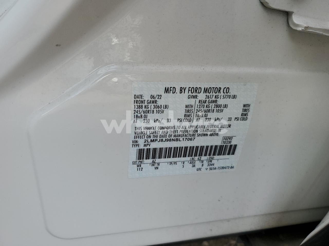 Photo 12 of 2022 LINCOLN NAUTILUS (VIN 2LMPJ8J98NBL17067)