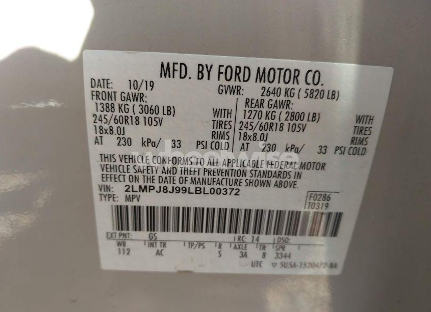 Photo 9 of 2020 Lincoln Nautilus STANDARD (VIN 2LMPJ8J99LBL00372)