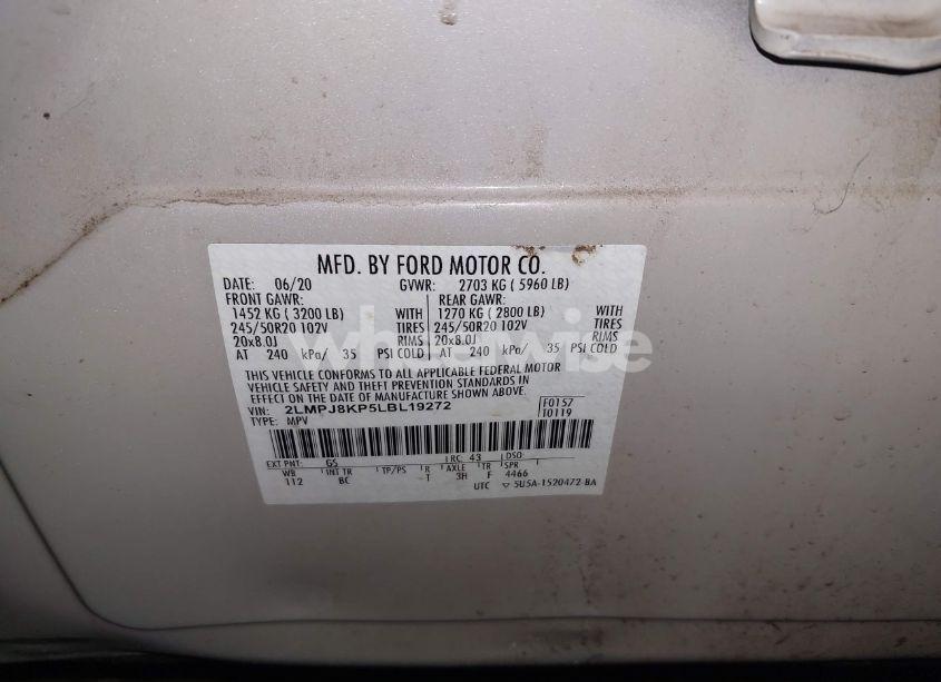 Photo 9 of 2020 Lincoln Nautilus RESERVE (VIN 2LMPJ8KP5LBL19272)