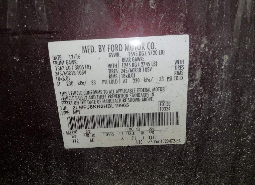 Photo 9 of 2017 Lincoln Mkx SELECT (VIN 2LMPJ8KR2HBL19965)