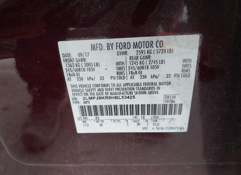 Photo 9 of 2017 Lincoln Mkx SELECT (VIN 2LMPJ8KR8HBL53425)