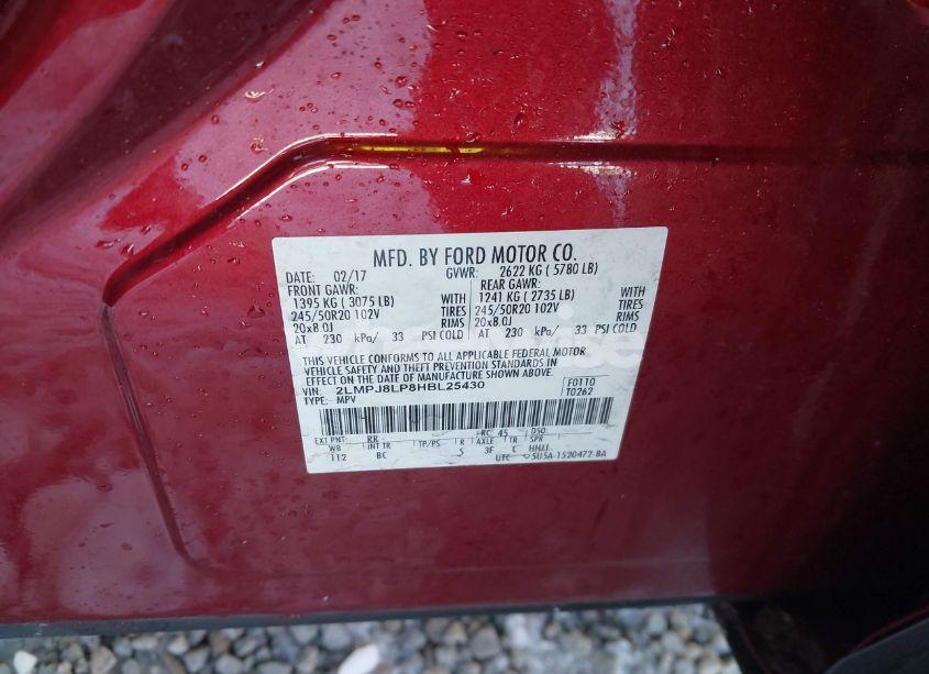 Photo 9 of 2017 Lincoln Mkx RESERVE (VIN 2LMPJ8LP8HBL25430)