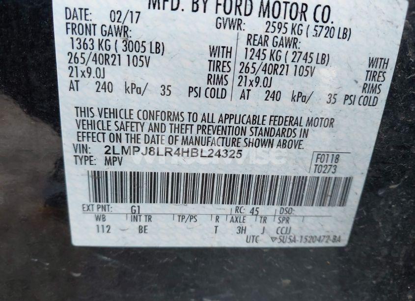 Photo 8 of 2017 Lincoln Mkx RESERVE (VIN 2LMPJ8LR4HBL24325)