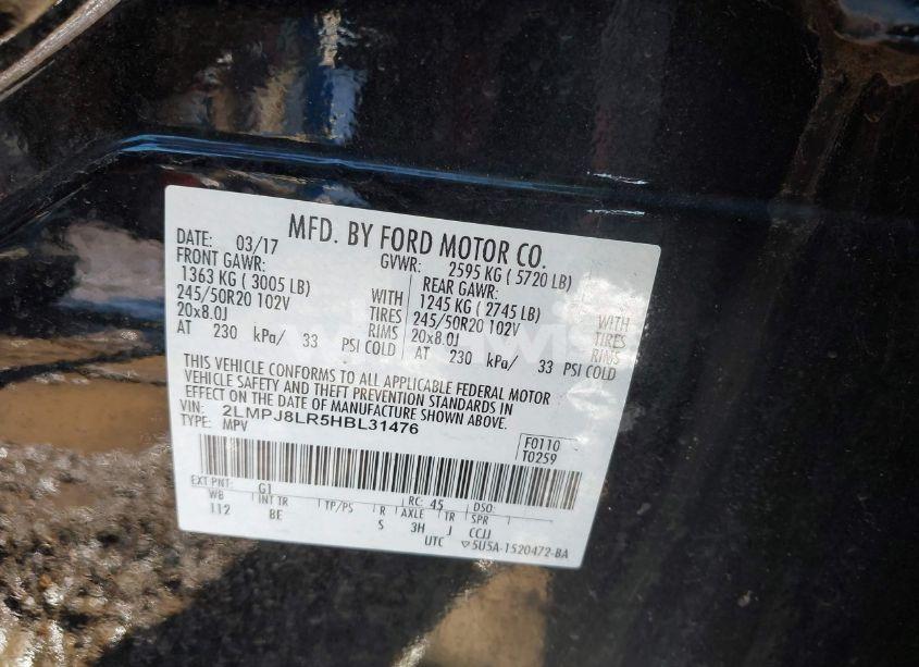 Photo 9 of 2017 Lincoln Mkx RESERVE (VIN 2LMPJ8LR5HBL31476)