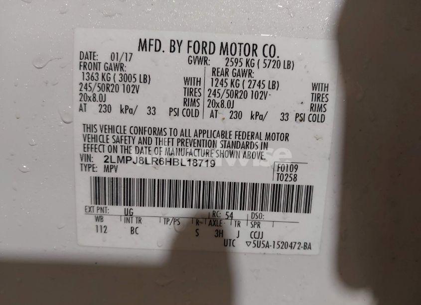 Photo 9 of 2017 Lincoln Mkx RESERVE (VIN 2LMPJ8LR6HBL18719)