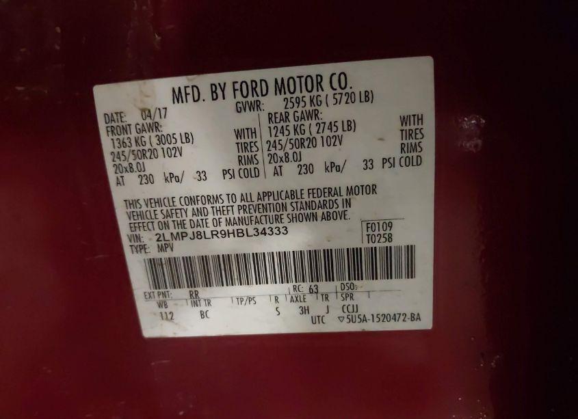 Photo 9 of 2017 Lincoln Mkx RESERVE (VIN 2LMPJ8LR9HBL34333)