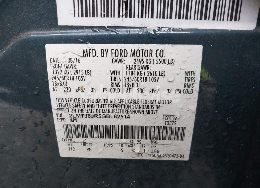 Photo 9 of 2016 Lincoln Mkx PREMIERE (VIN 2LMTJ6JR5GBL82514)