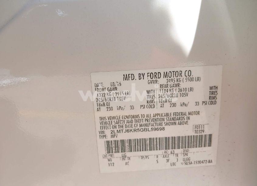 Photo 9 of 2016 Lincoln Mkx SELECT (VIN 2LMTJ6KR5GBL59698)