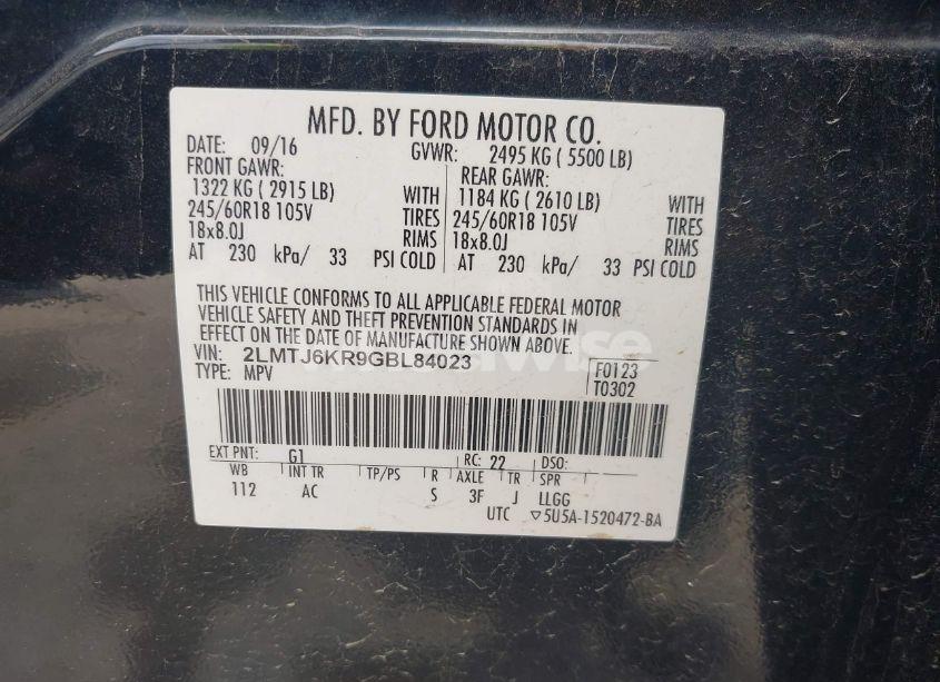 Photo 9 of 2016 Lincoln Mkx SELECT (VIN 2LMTJ6KR9GBL84023)