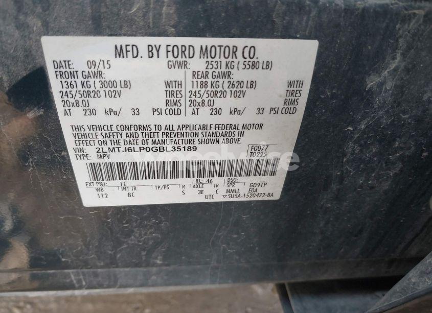 Photo 9 of 2016 Lincoln Mkx RESERVE (VIN 2LMTJ6LP0GBL35189)