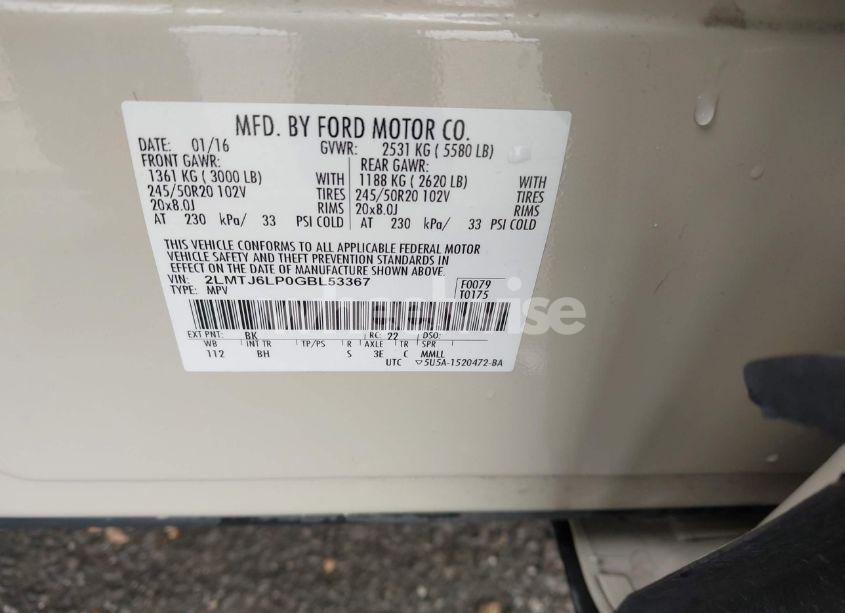 Photo 9 of 2016 Lincoln Mkx RESERVE (VIN 2LMTJ6LP0GBL53367)