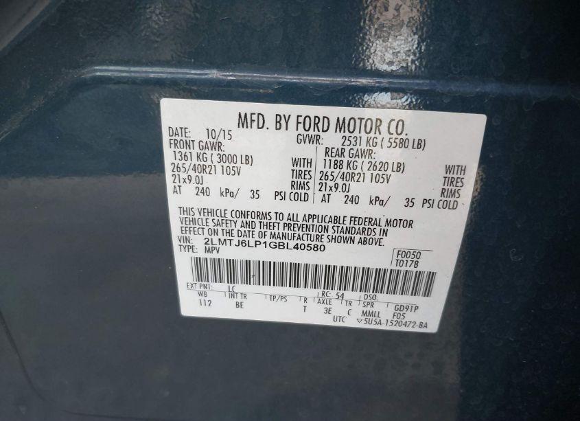 Photo 9 of 2016 Lincoln Mkx RESERVE (VIN 2LMTJ6LP1GBL40580)