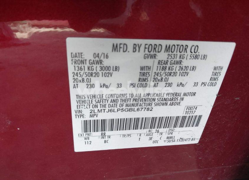 Photo 9 of 2016 Lincoln Mkx RESERVE (VIN 2LMTJ6LP5GBL67782)