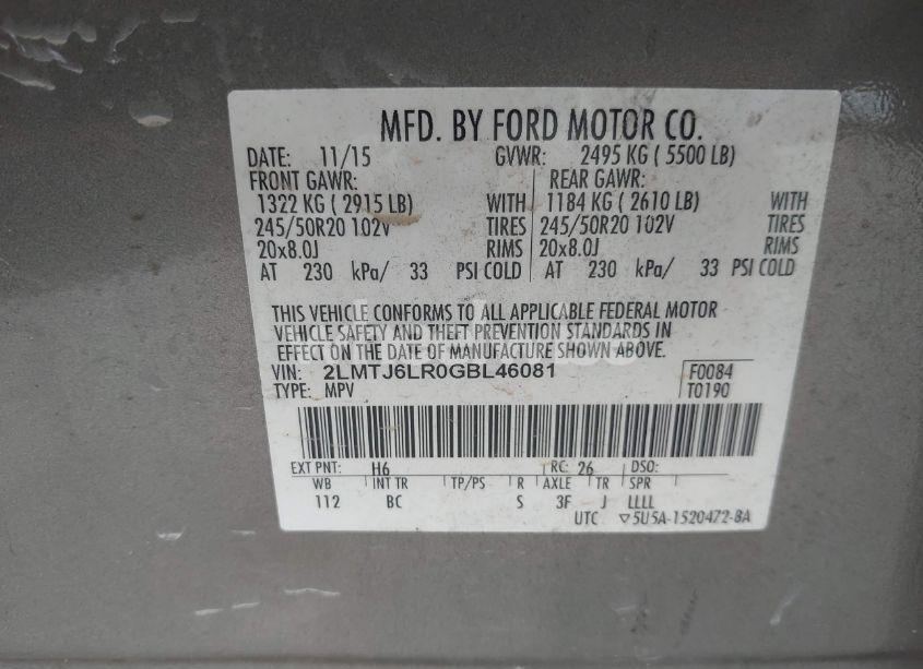 Photo 9 of 2016 Lincoln Mkx RESERVE (VIN 2LMTJ6LR0GBL46081)