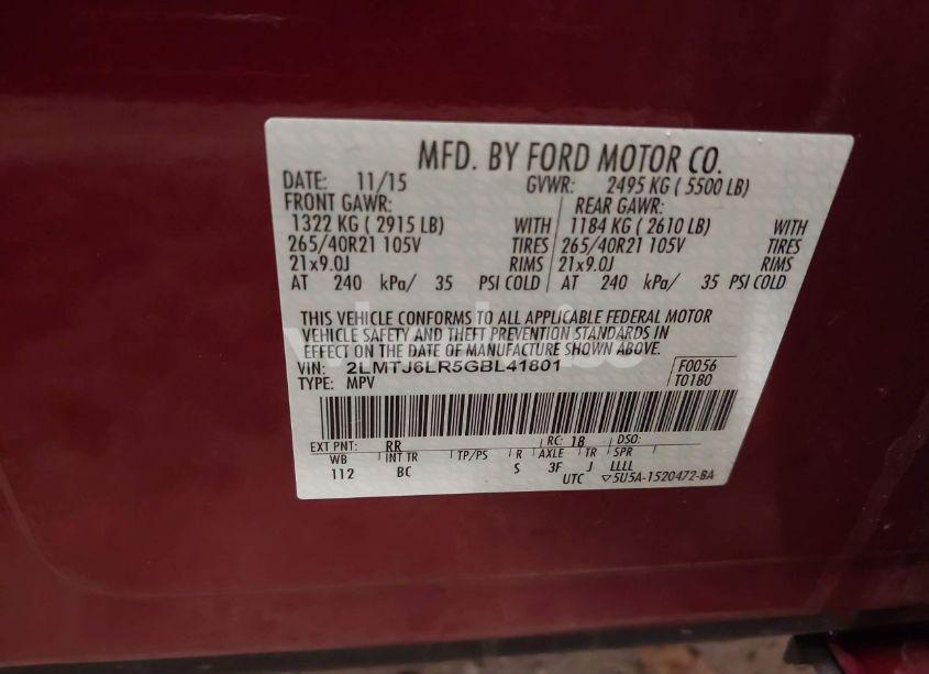 Photo 9 of 2016 Lincoln Mkx RESERVE (VIN 2LMTJ6LR5GBL41801)