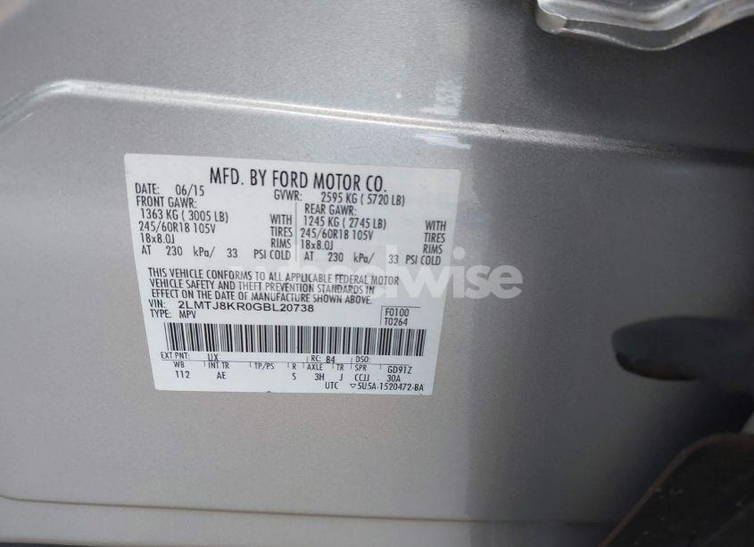 Photo 9 of 2016 Lincoln Mkx SELECT (VIN 2LMTJ8KR0GBL20738)