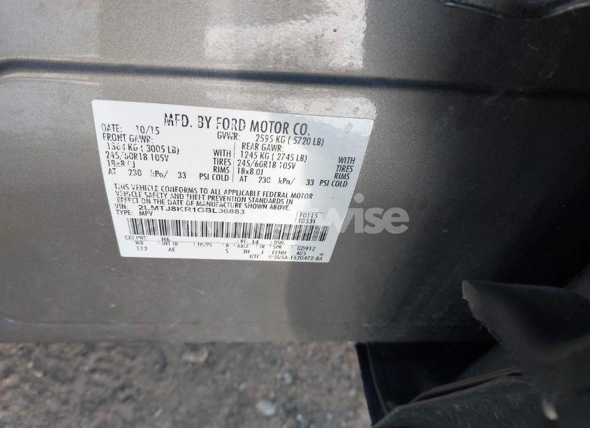 Photo 9 of 2016 Lincoln Mkx SELECT (VIN 2LMTJ8KR1GBL36883)