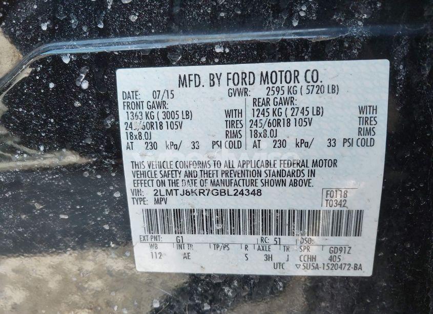 Photo 9 of 2016 Lincoln Mkx SELECT (VIN 2LMTJ8KR7GBL24348)