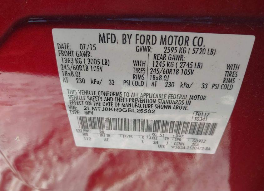 Photo 9 of 2016 Lincoln Mkx SELECT (VIN 2LMTJ8KR9GBL25582)