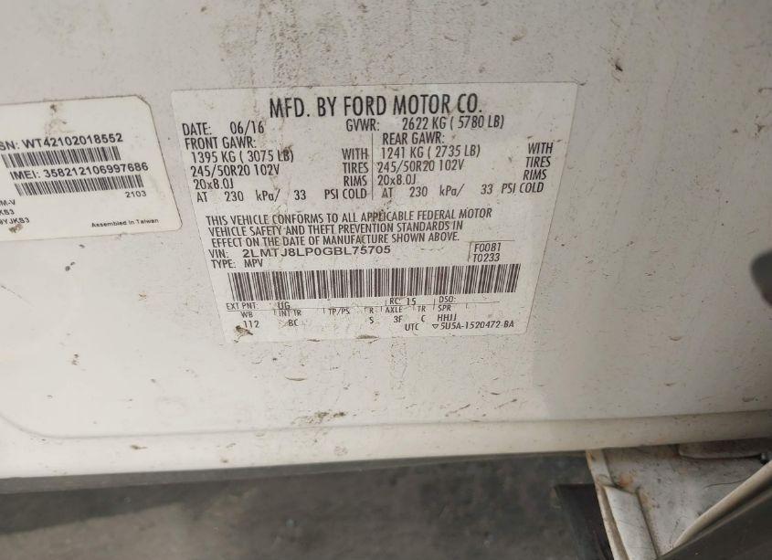 Photo 9 of 2016 Lincoln Mkx RESERVE (VIN 2LMTJ8LP0GBL75705)