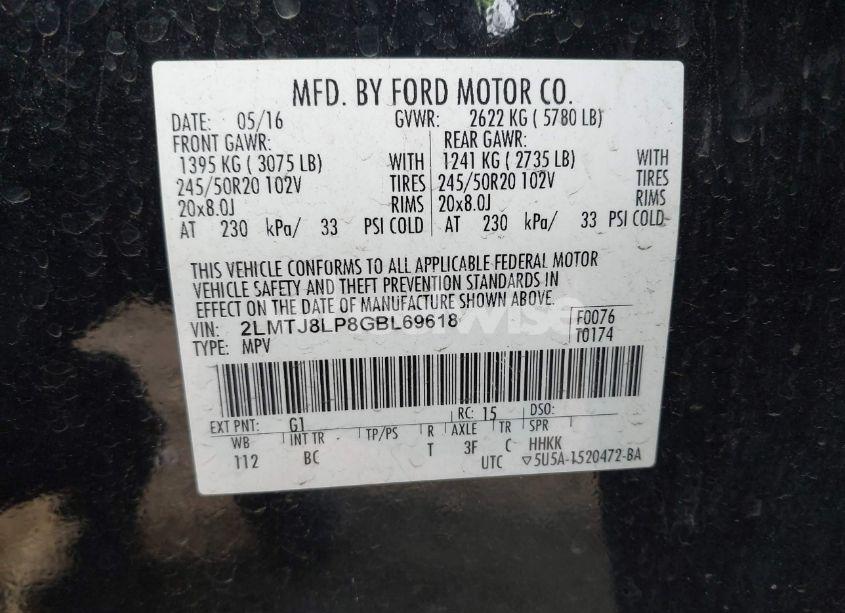 Photo 9 of 2016 Lincoln Mkx RESERVE (VIN 2LMTJ8LP8GBL69618)